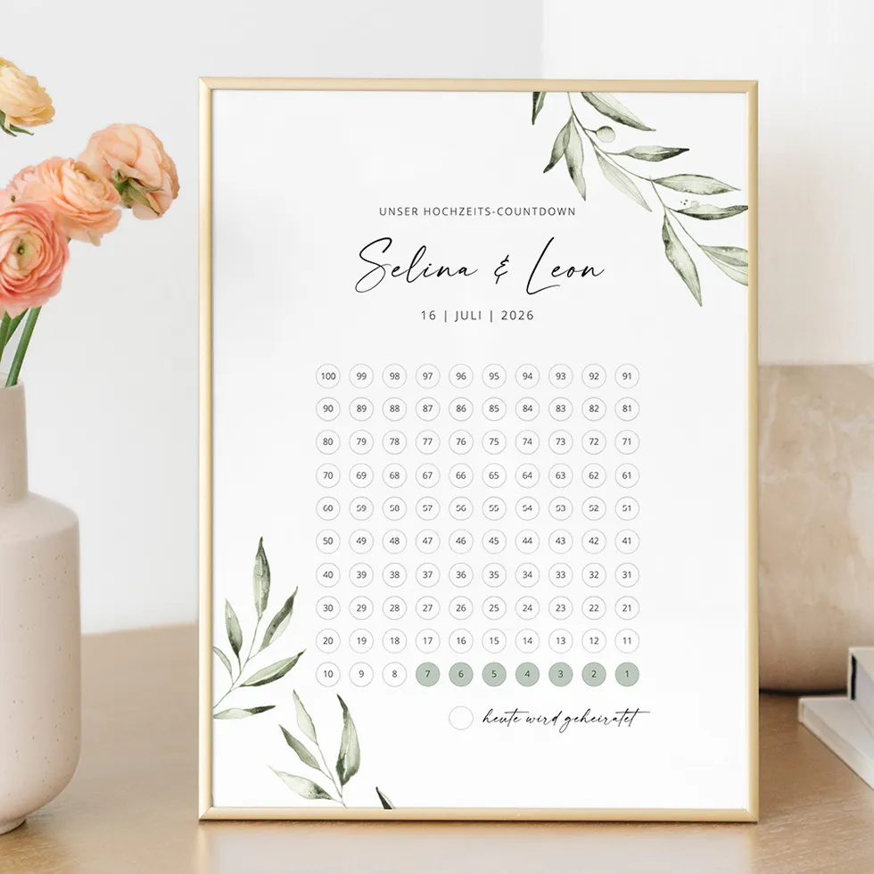 Countdown Hochzeit Bild Greenery Countdown Hochzeit Bild Greenery