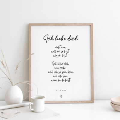 Ich liebe Dich Poster personalisierbar