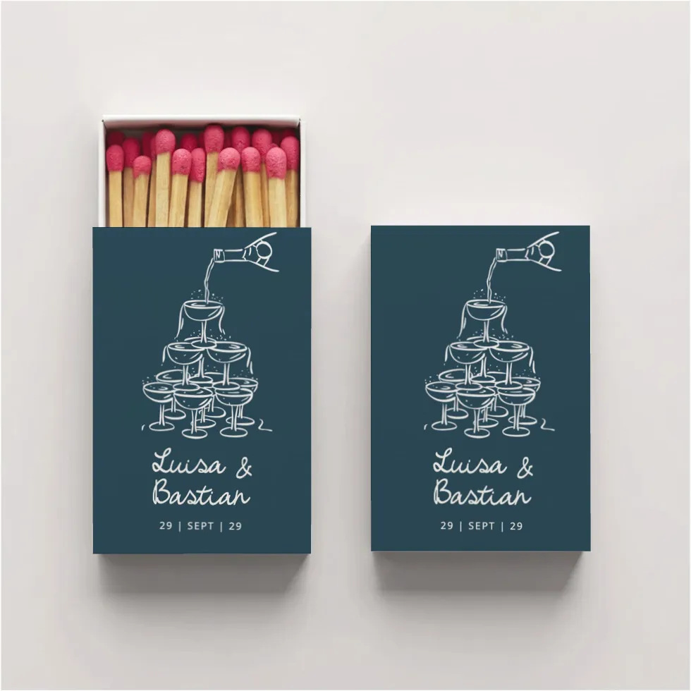 Streichholzschachtel Cheers Sekt individuell gestalten