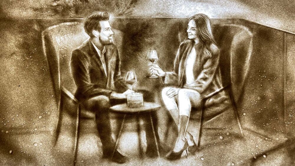 Sandmalerei Liebesgeschichte