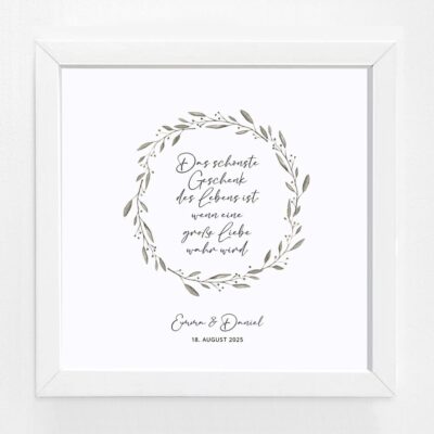 Bildgeschenk Hochzeit Rahmen weiß