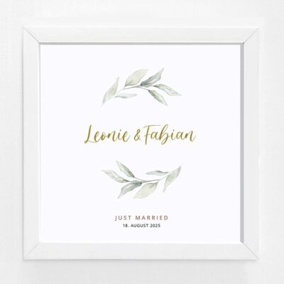 Bildgeschenk Hochzeit Rahmen weiß