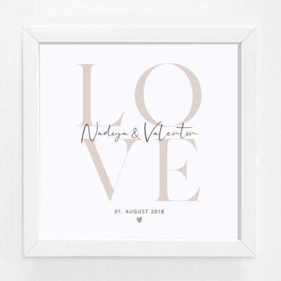 Bildgeschenk Hochzeit Rahmen weiß