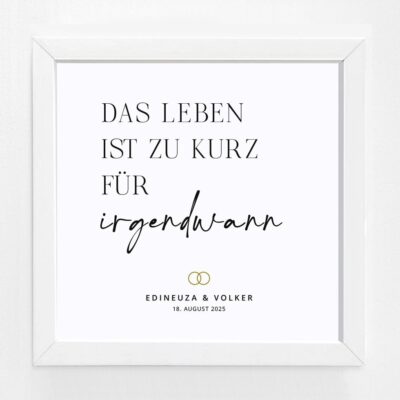 Bildgeschenk Hochzeit Rahmen weiß