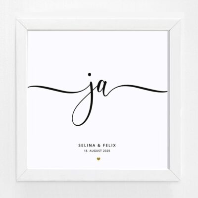 Bildgeschenk Hochzeit Rahmen weiß