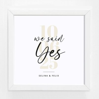 Bildgeschenk Hochzeit Rahmen weiß