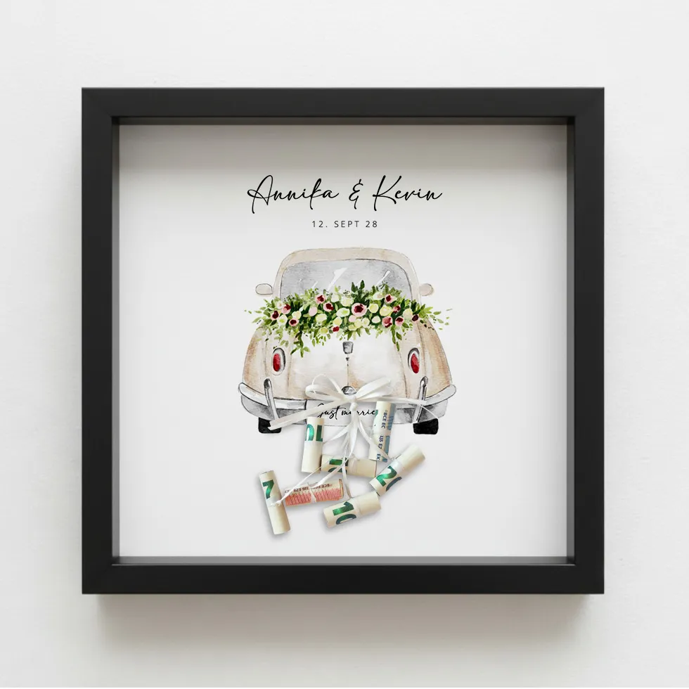 Geldgeschenk Auto Bilderrahmen schwarz