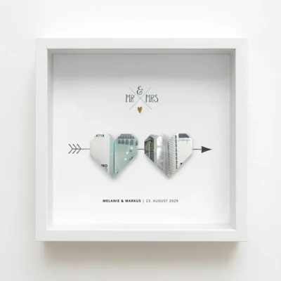 Geldgeschenk Bilderrahmen mit Herzen