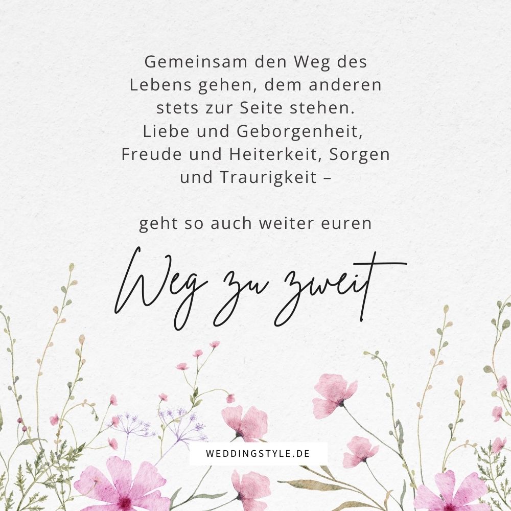 Weg zu zweit Spruch Hochzeitstag