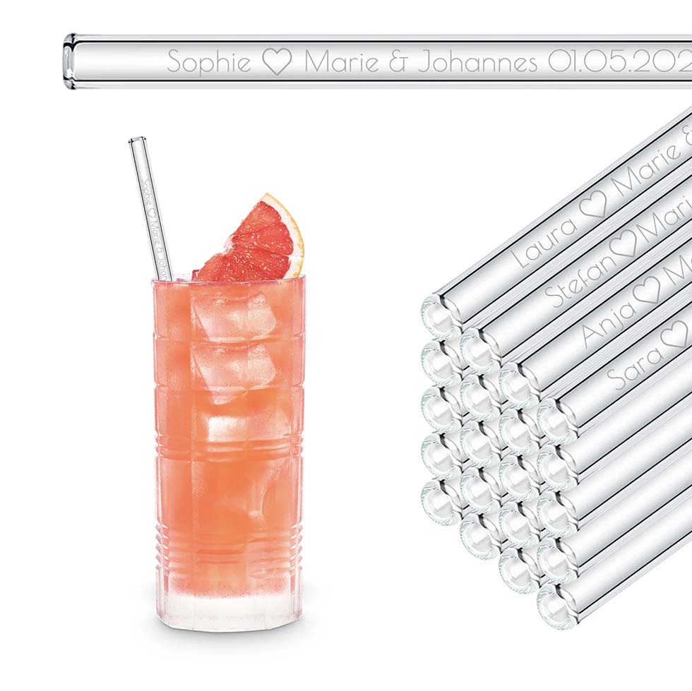 Strohhalm Glas Cocktail personalisiert