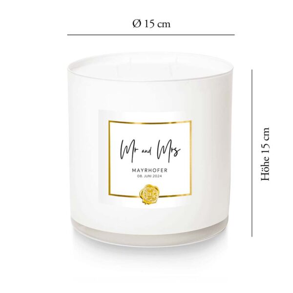 Ewige Kerze im Glas "Mr. & Mrs." Gold | Personalisiert Hochzeitskerze Größe