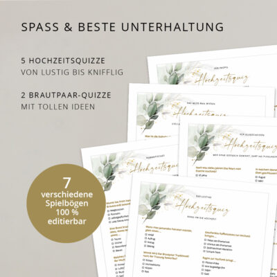 Hochzeitsquiz Spielbögen Brautpaar Gäste
