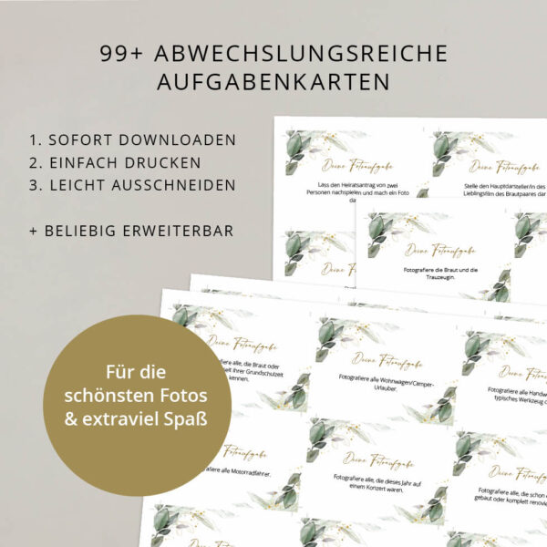 Fotoaufgaben Hochzeit Eukalyptusdesign