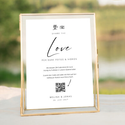 QR Code Schild Hochzeit modern individuell gestalten