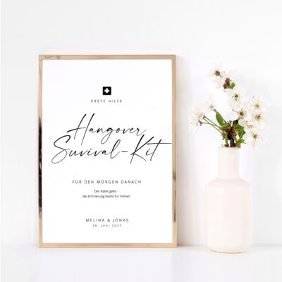 Hangover Survival Kit Schild für die Hochzeit