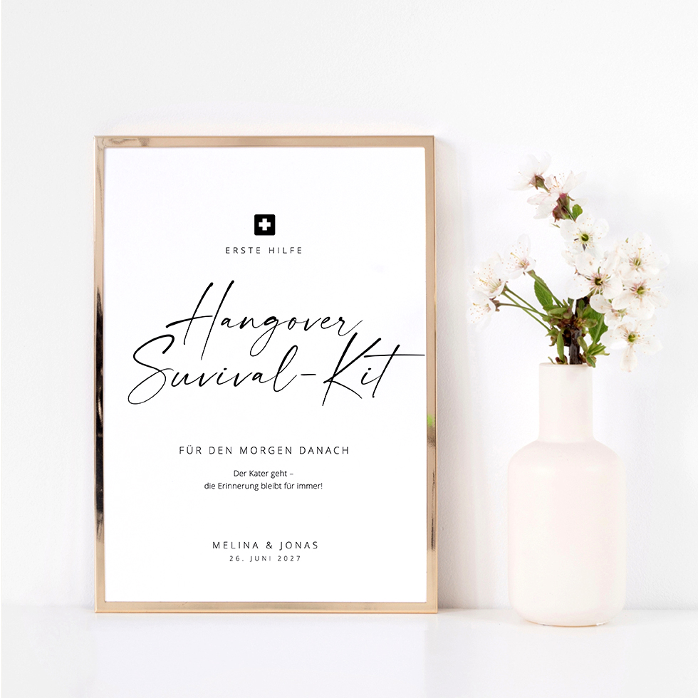 Hangover Survival Kit Hangover Survival Kit Schild für die Hochzeit