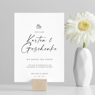 Karten und Geschenke Schild Hochzeit modern zum Selbstgestalten