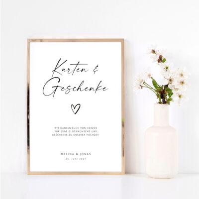 Modernes Schild für Karten & Geschenke zur Hochzeit