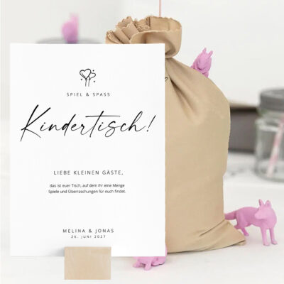Kindertisch Schild Hochzeit selbst gestalten