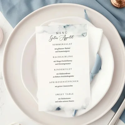 Menükarte Navy Blau Meer