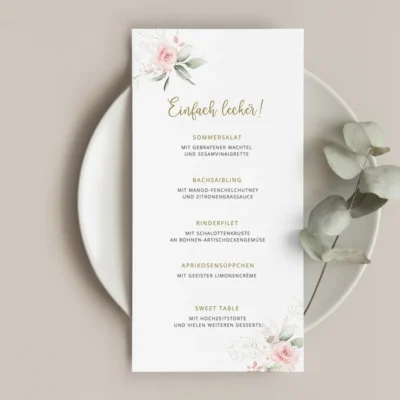 Menükarte Rosen romantisch
