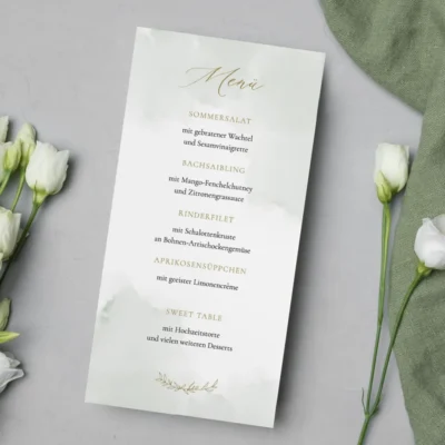 Menükarte Salbei Grün elegant