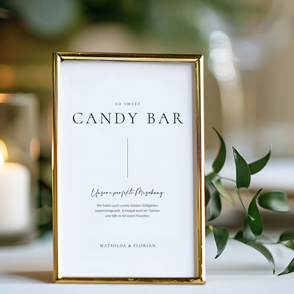 "Candy Bar" Schild für die Hochzeit - pure Candy Bar Schild Hochzeit puristisch