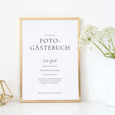 Polaroid Gästebuch Schild puristisch