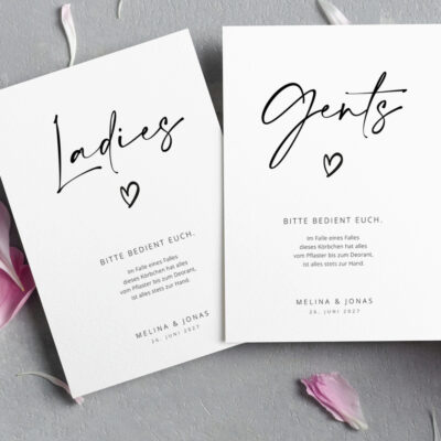 Notfallkörbchen Schild Hochzeit Herz