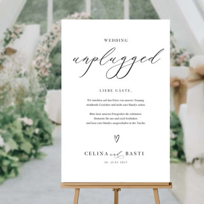 unplugged Wedding Schild Hochzeit elegant zum Selbstgestalten