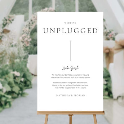 unplugged Wedding Schild Hochzeit puristisch zum Selbstgestalten