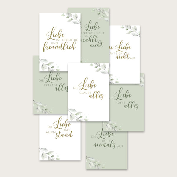 Dekoschild Trauung Eukalyptus (personalisierbar) Dekoschilder Trauung 1. Korinter 13 Eualyptus