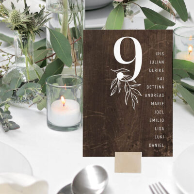 Gruppentischkarten Holz selbst gestalten