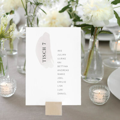 Gruppentischkarten Farbklecks modern