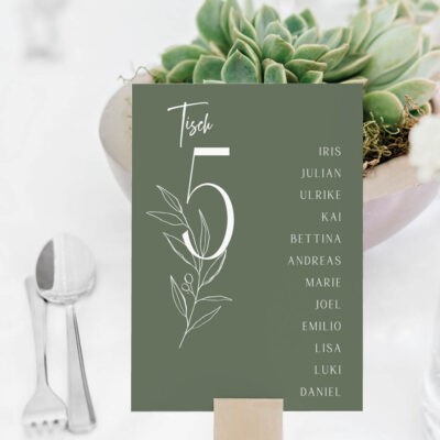 Gruppentischkarten Salbeigrün