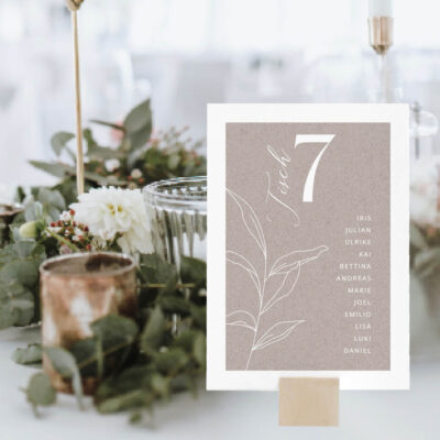 Tischnummern Kraftpapier Zweig