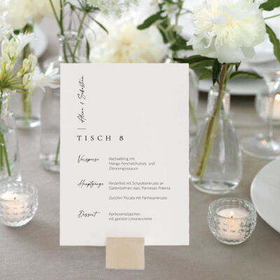 Tischnummern mit Menükarte