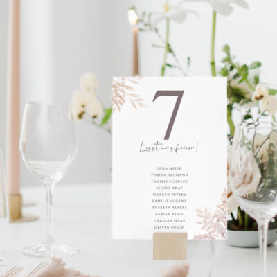 Gruppentischkarten Pampas Boho