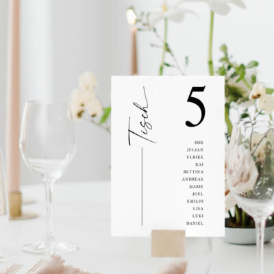 Gruppentischkarten Hochzeit Typografie klassisch