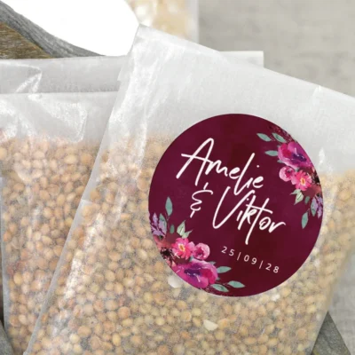 Aufkleber Berry Bordeaux Hochzeit