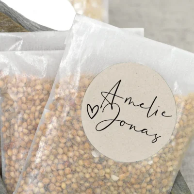 Aufkleber Kraftpapier Namen Herz