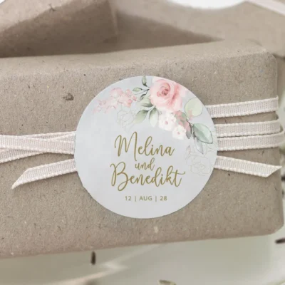 Aufkleber Hochzeit Rosen romantisch