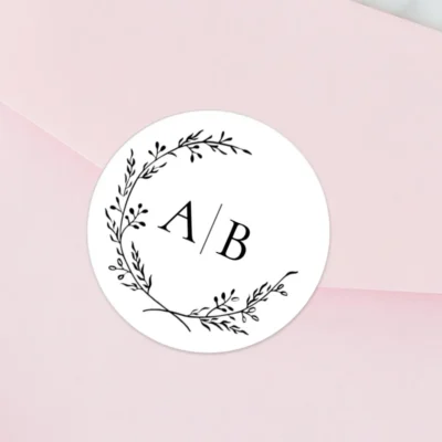 Aufkleber Hochzeit Zweig Initialen