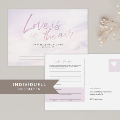 Ballonkarten Wunschkarten Hochzeit Love gestalten