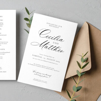Einladung Hochzeit moderne Kalligraphie