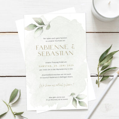 Hochzeitseinladung salbeigrün Eukalyptus