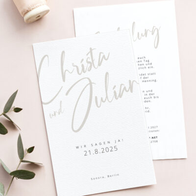 Hochzeitseinladung modern Lettering Beige
