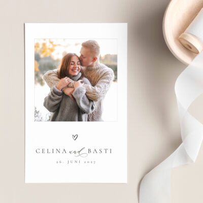 Hochzeitseinladung Foto Herz elegant