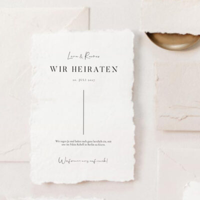 Hochzeitseinladung modern Büttenpapier