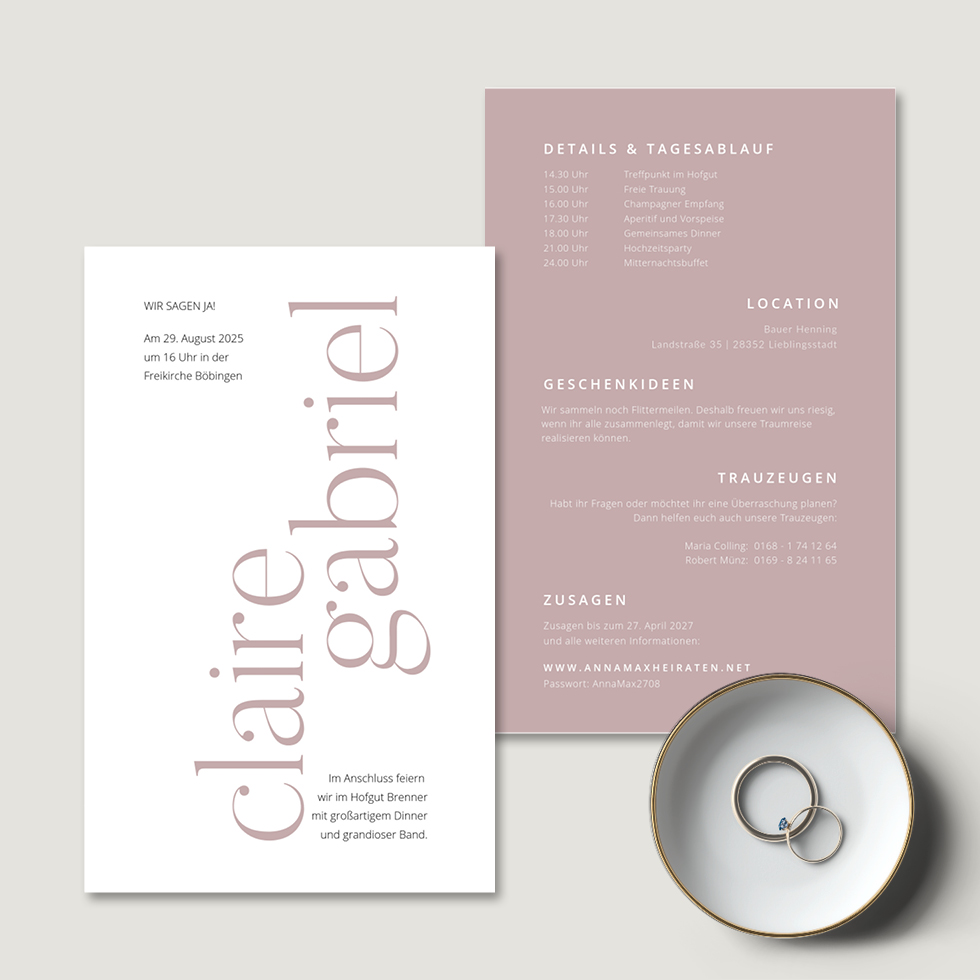 Hochzeitseinladung “Bonnie & Clyde” Hochzeitseinladung Modern Namen